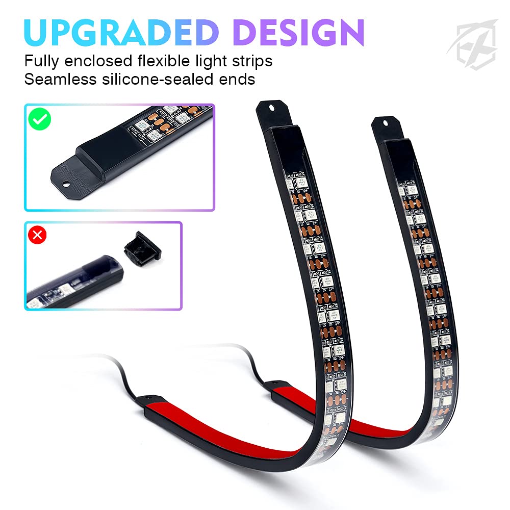 Xprite 4PC Celestial Series Double Row RGB LED Interior Car Light Set - Bluetooth and Remote Control
