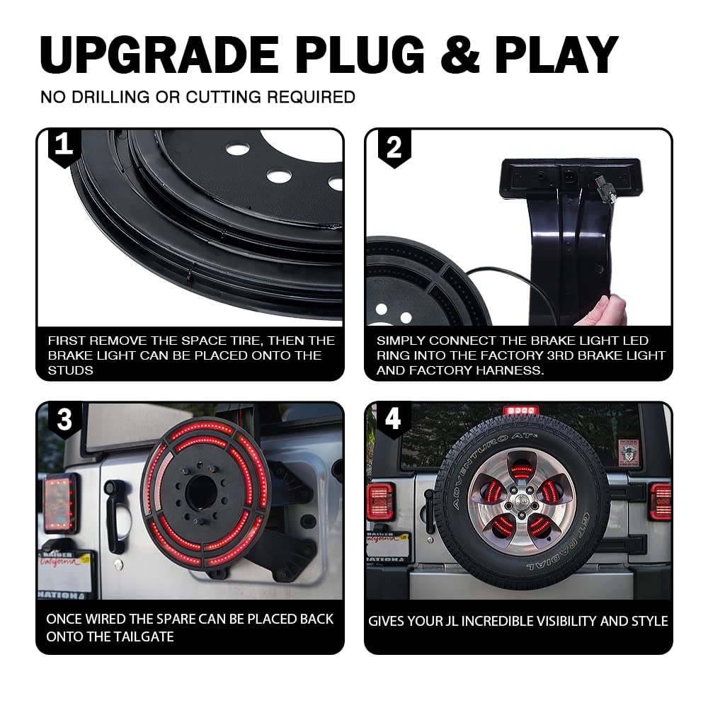 Jeep Wrangler 14" Dual Ring Spare Tire Brake Light | Typhoon Series