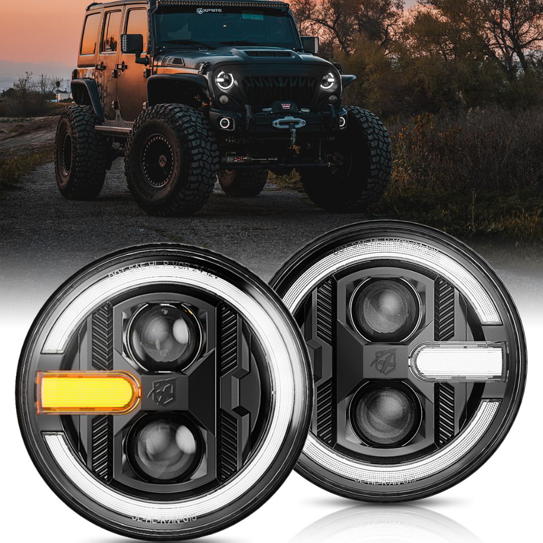 7" Halo Headlights with DRL & Turn Signal for 2007-2018 Jeep Wrangler JK | Ultra