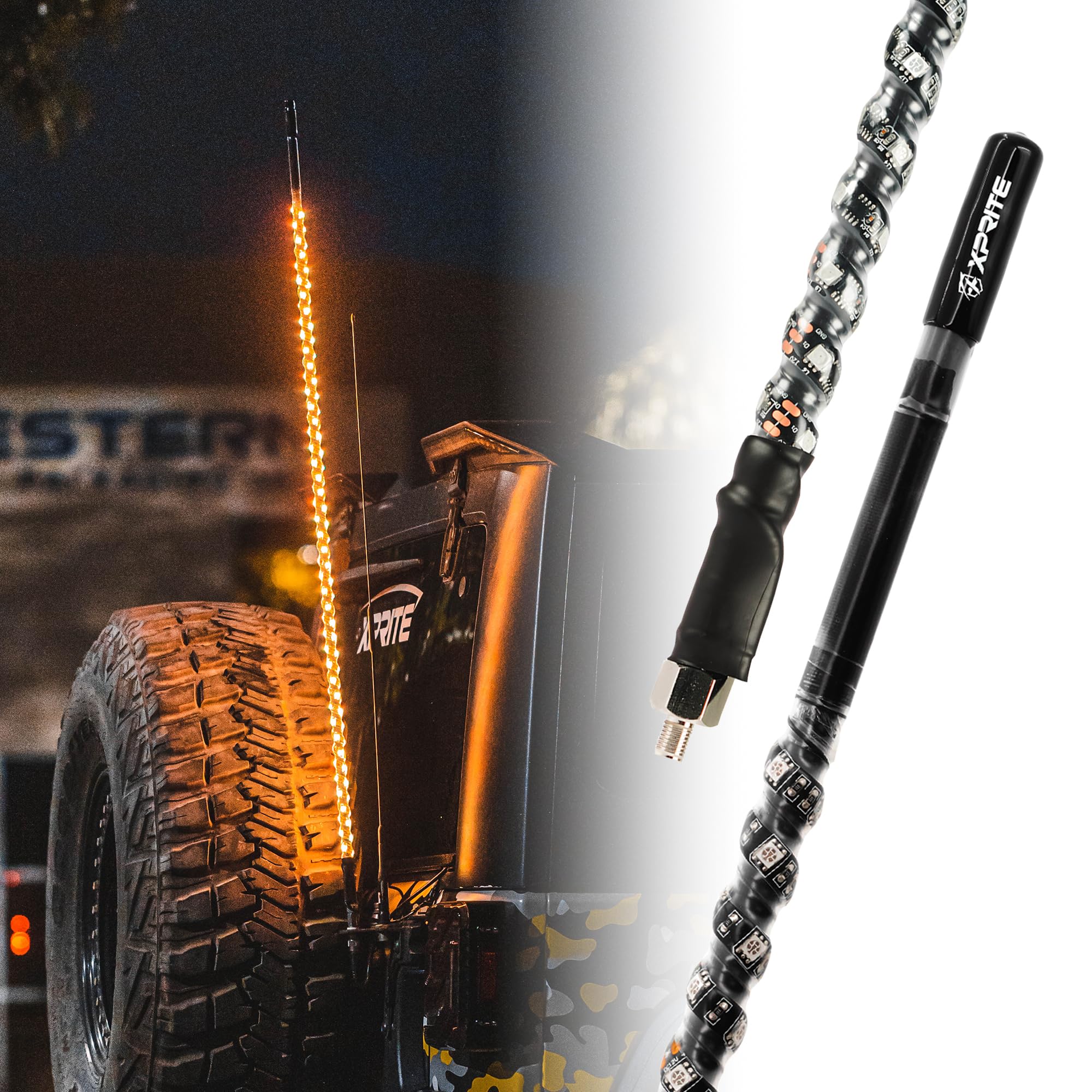 anaconda radio link device tent lamp Xprite CB Radio Antenna with Whip Light 4 ft. Chase Amber Whip Light