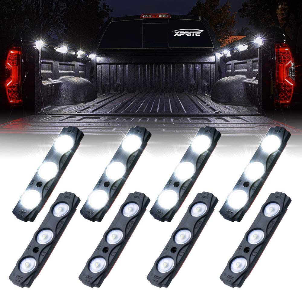 Xprite 8 LED Rock Light Pods Truck Bed Lighting Kit with Switch