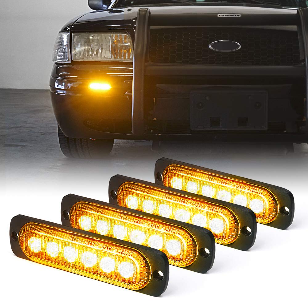 Xprite Alert 6 Series 6W Flush Mount Side Marker Emergency Strobe Light - Set of 4