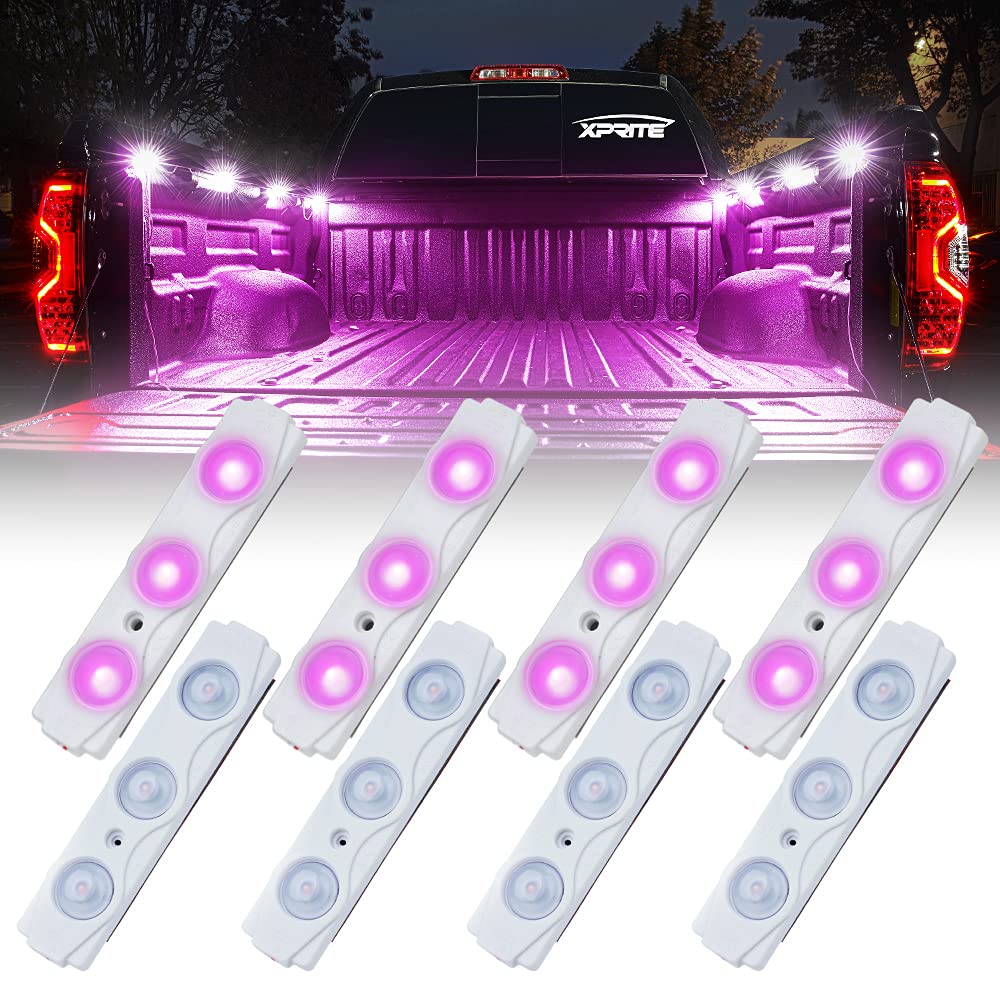 Xprite 8 LED Rock Light Pods Truck Bed Lighting Kit with Switch