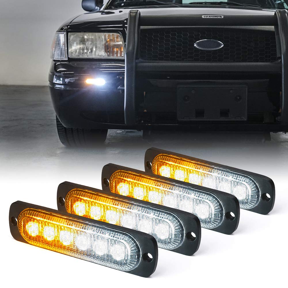 Xprite Alert 6 Series 6W Flush Mount Side Marker Emergency Strobe Light - Set of 4