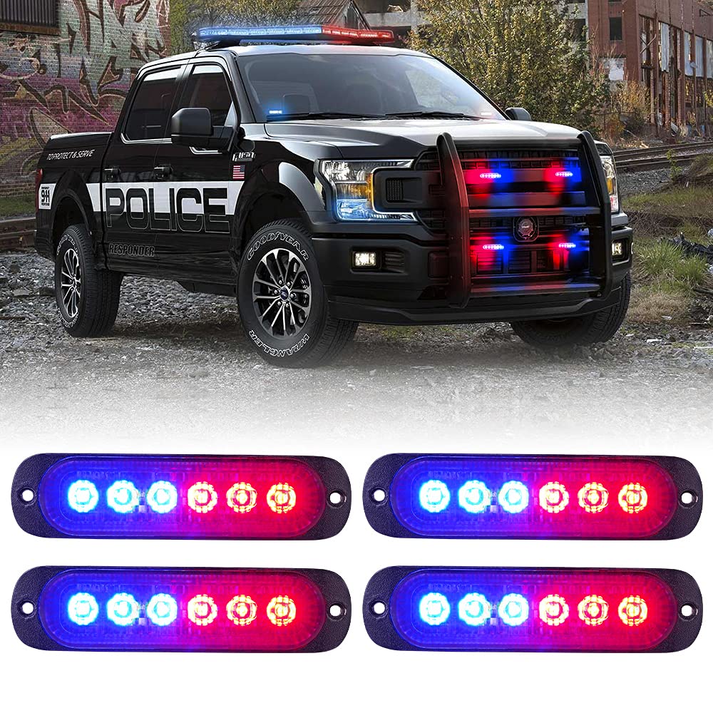 Xprite Alert 6 Series 6W Flush Mount Side Marker Emergency Strobe Light - Set of 4