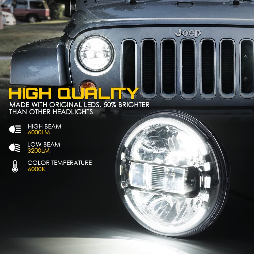 7" LED Halo Headlights For 07-18 Jeep Wrangler | Envision Series