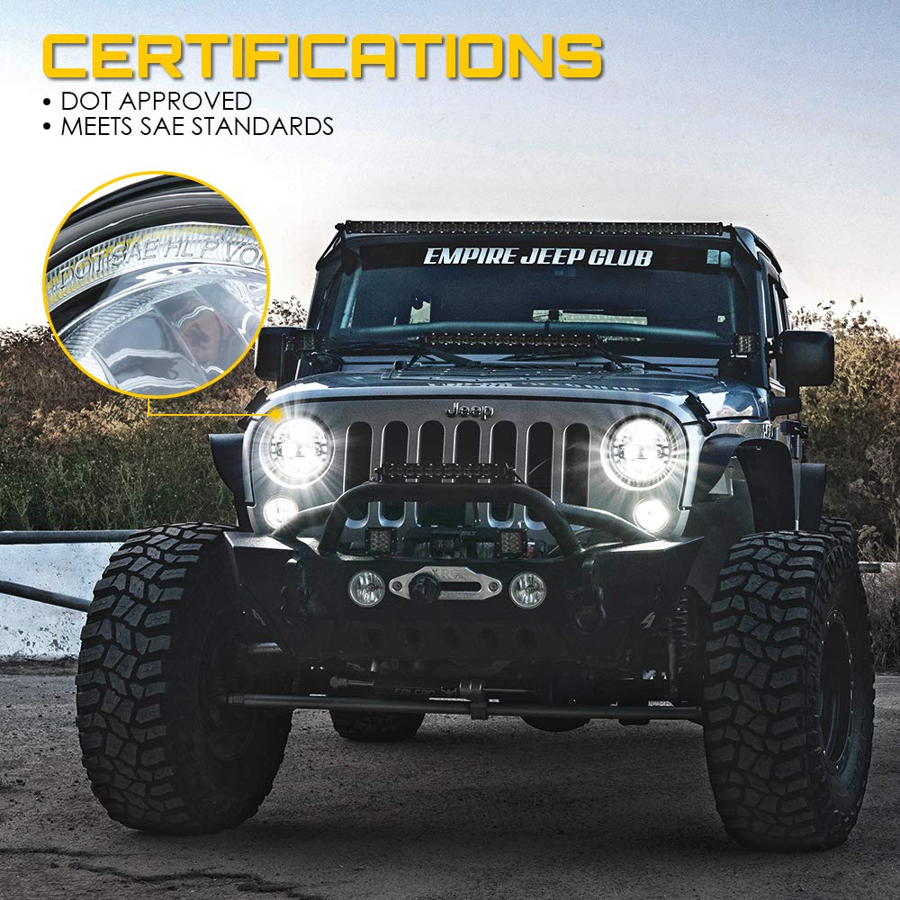 7" LED Halo Headlights For 07-18 Jeep Wrangler | Envision Series