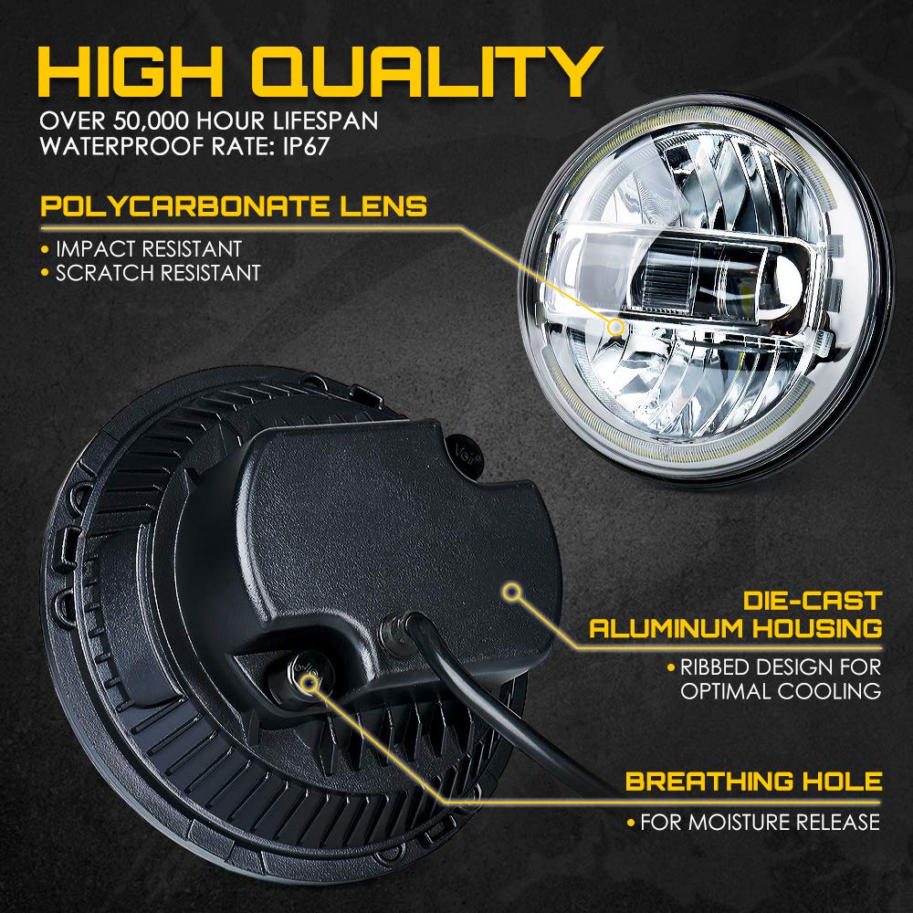 7" LED Halo Headlights For 07-18 Jeep Wrangler | Envision Series
