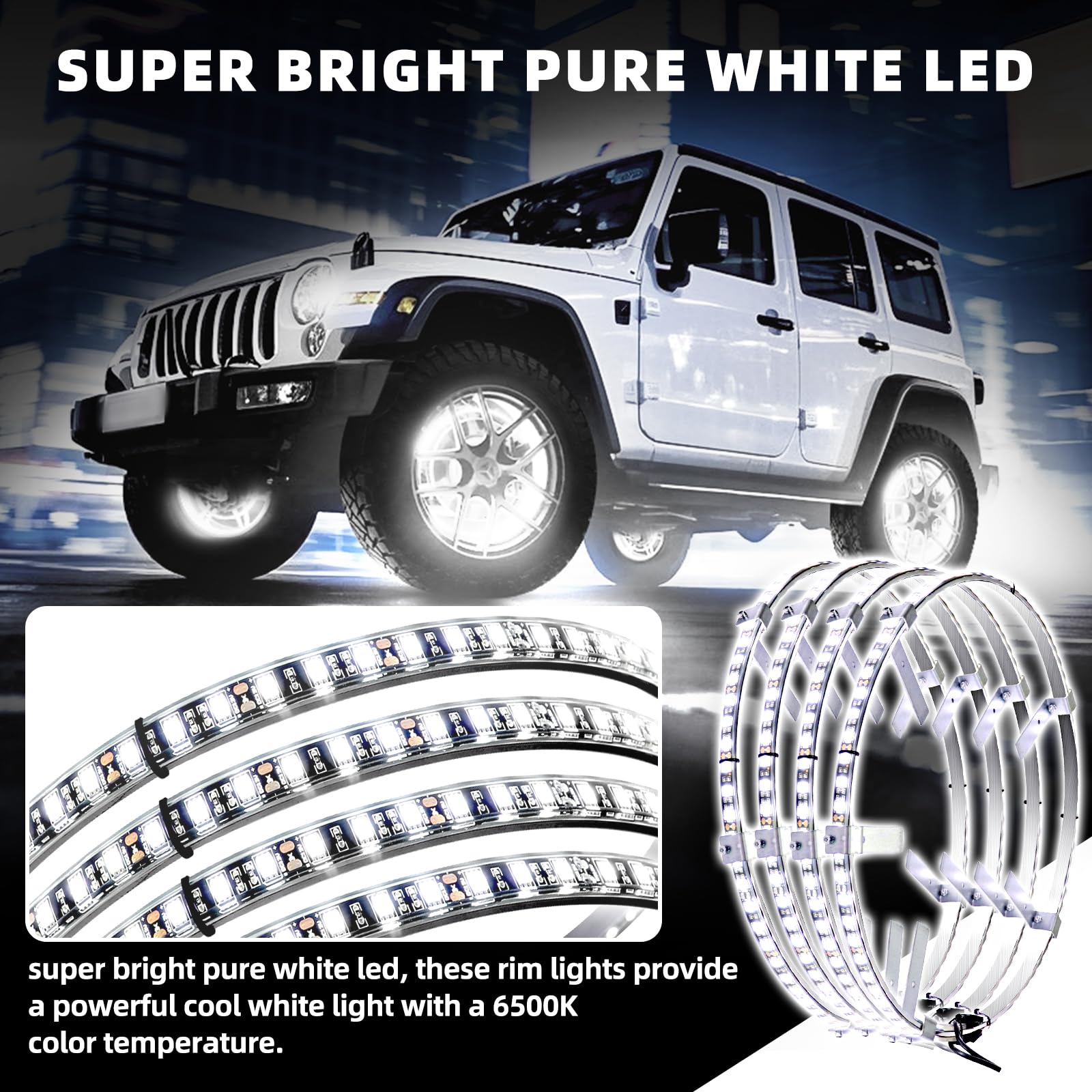 4PCS 17" Pure White Wheel Lights