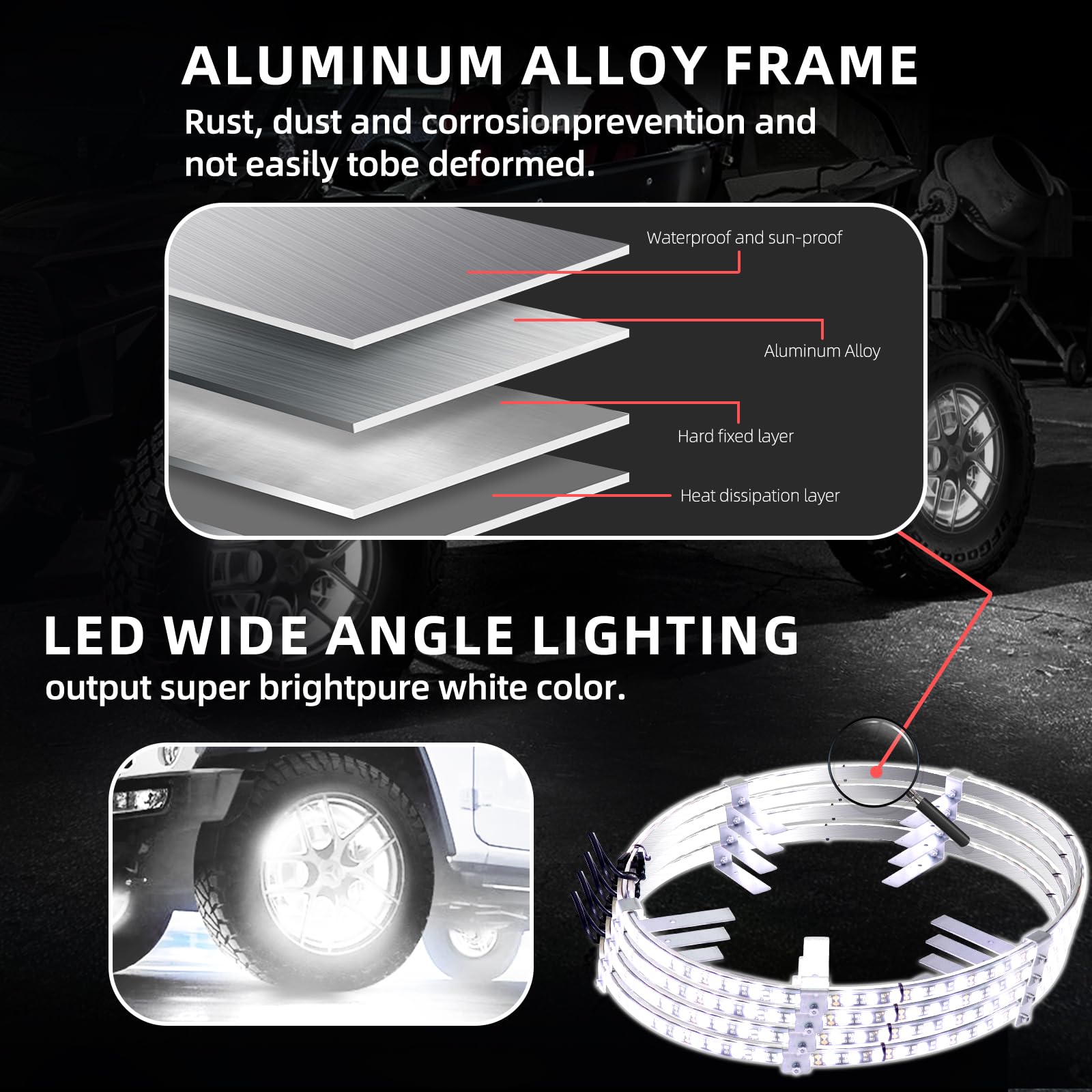 4PCS 17" Pure White Wheel Lights