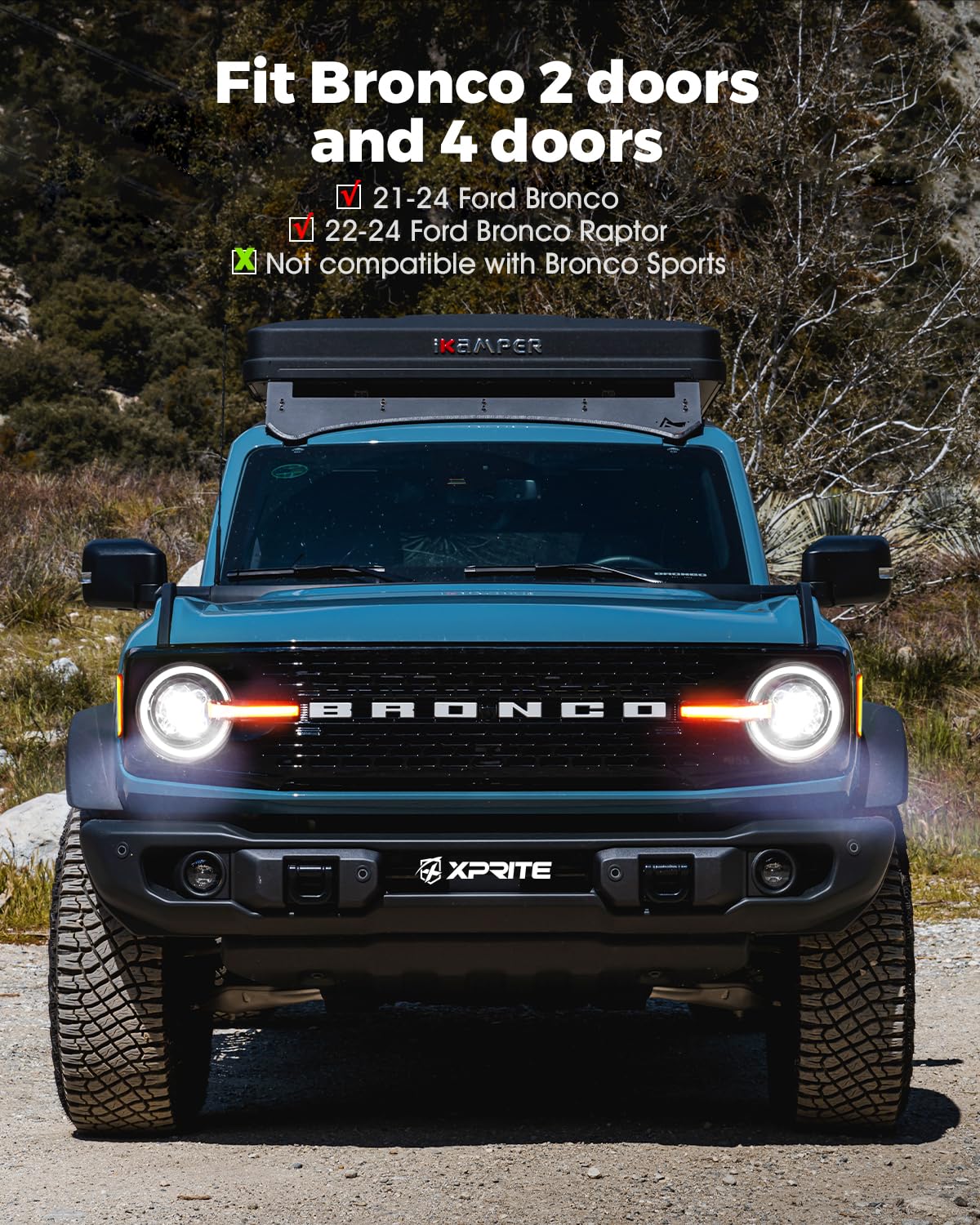 Ford Bronco LED Headlights with DRL & Sequential Turn Signals