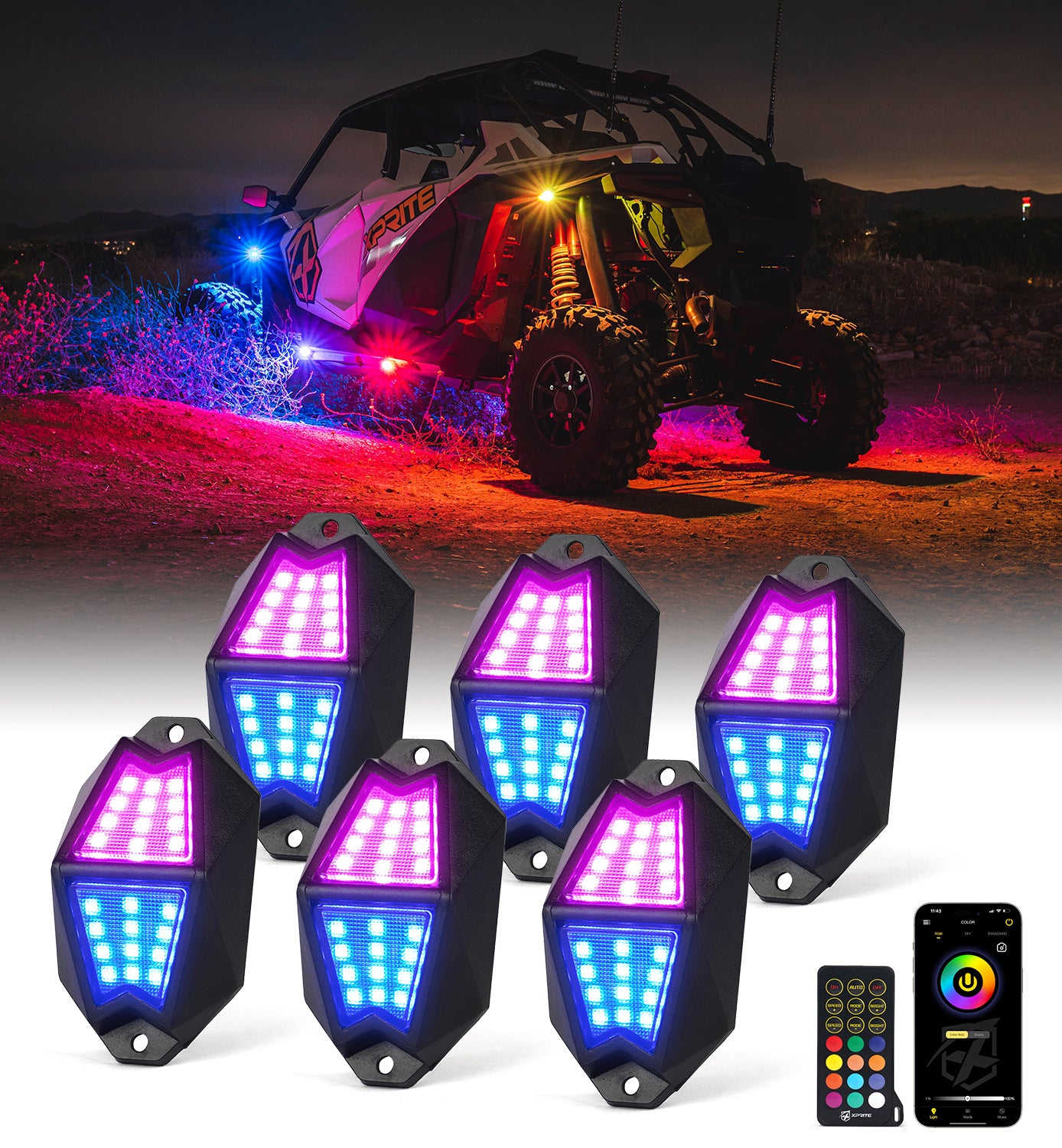 Multi-Color LED RGB-W Rock Lights