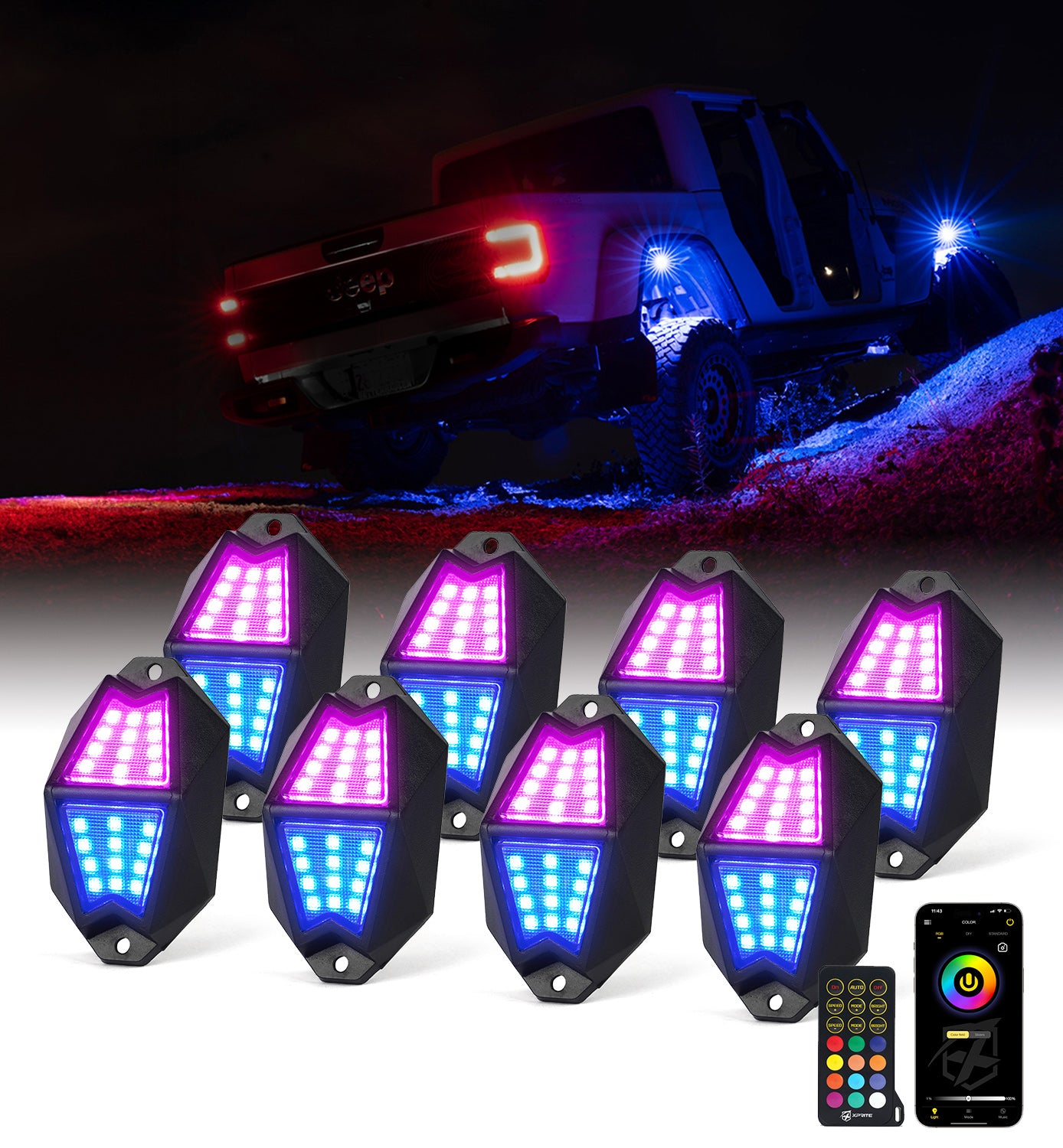Multi-Color LED RGB-W Rock Lights