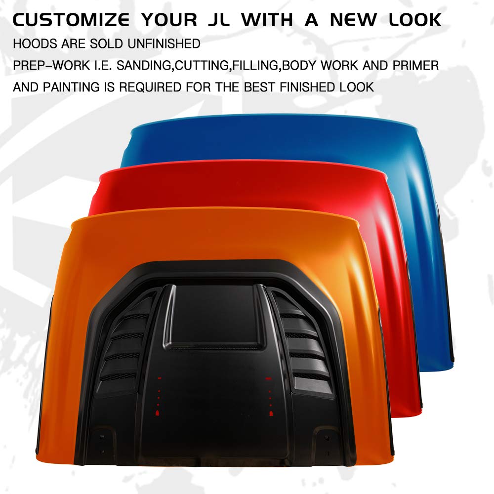 Jeep Hood with Functional Air Vents for Wrangler JL & Gladiator JT | Red Rock Series