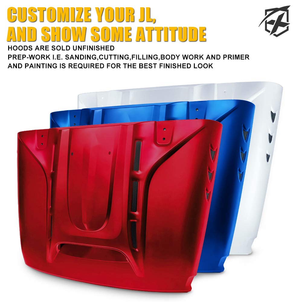 Jeep Hood with Functional Air Vents | Piranha Series for Jeep JL, JT