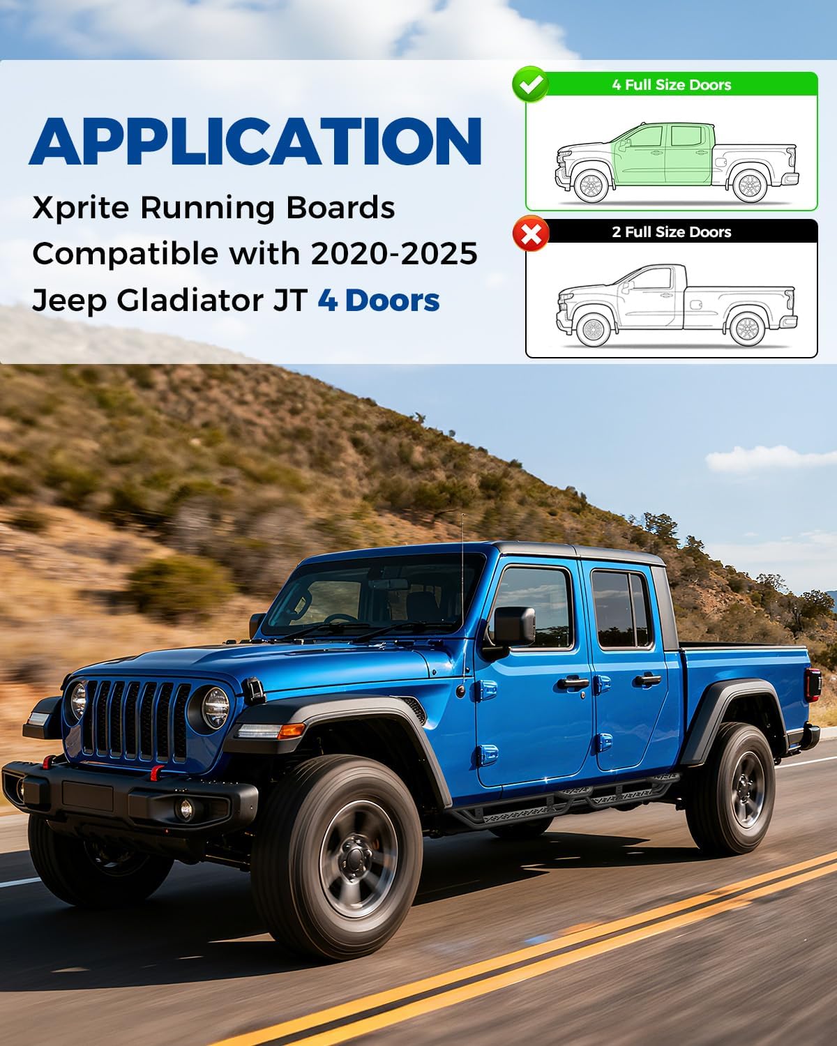 Jeep Running Boards Dual Steps for Gladiator JT 2020-2026