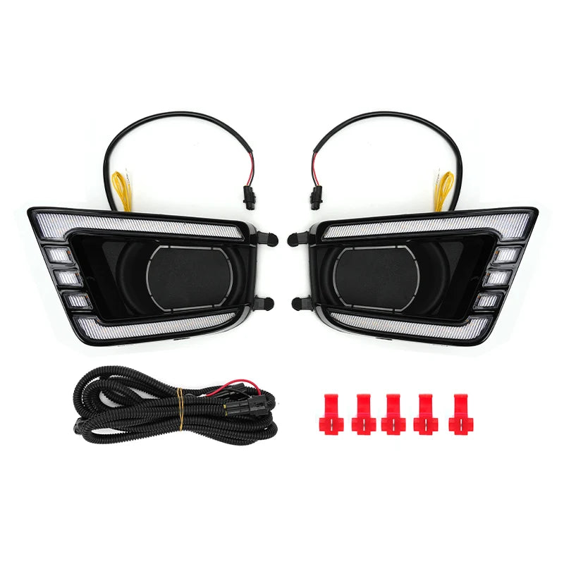 LED Fog Light Bezel Assemblies with DRL & Amber Sequential Turn Signals for 2012–2015 Toyota Tacoma