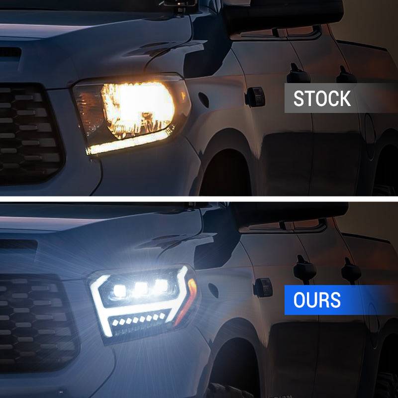 LED Projector Headlights for 2014-2021 Toyota Tundra – Startup Animation & Amber Sequential Turn Signals