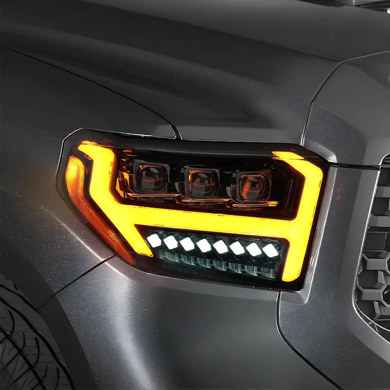 LED Projector Headlights for 2014-2021 Toyota Tundra – Startup Animation & Amber Sequential Turn Signals
