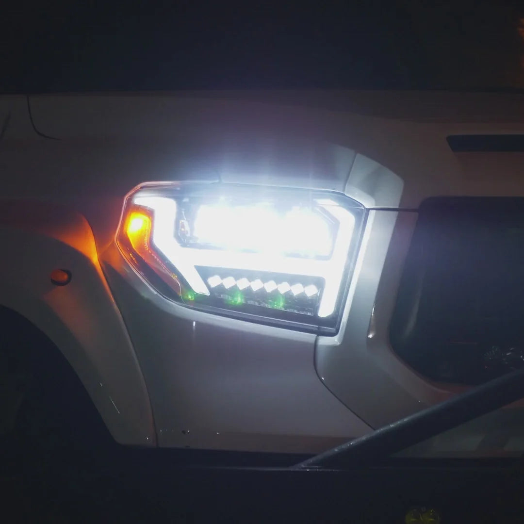 LED Projector Headlights for 2014-2021 Toyota Tundra – Startup Animation & Amber Sequential Turn Signals