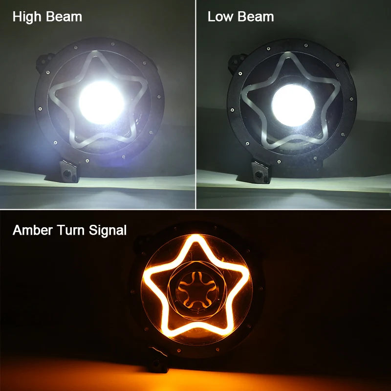 Star Style 9 Inch LED RGB Halo Headlights with Turn Signals for 2018-Later Jeep Wrangler JL and Gladiator JT