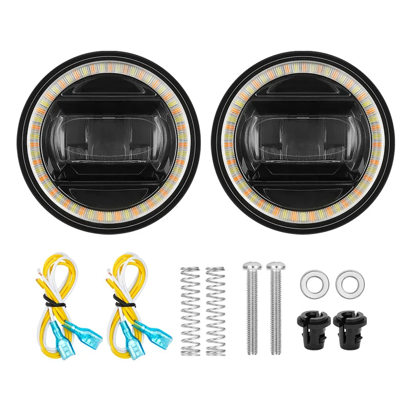 LED Fog Light Assembly with Halo Ring DRL/Turn Signals for 2005-2011 Toyota Tacoma
