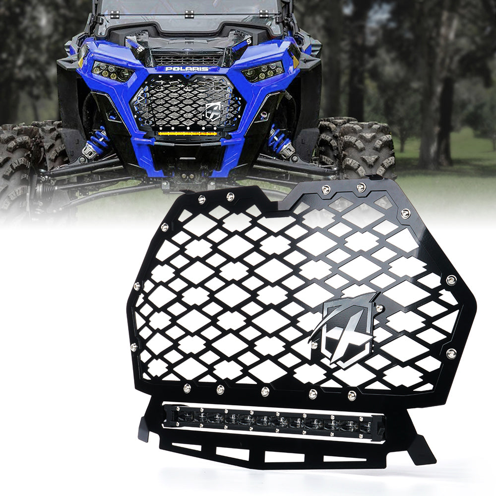 Steel Mesh Grille with Light Bar for 2019-2023 Polaris RZR 1000 XP Turbo