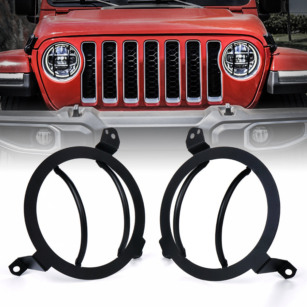 Black Stainless Steel Headlight Guards For Jeep JL/JT Xprite USA