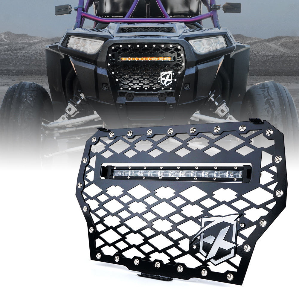 Mesh Grille with LED Light Bar for 2014-2018 Polaris RZR XP Turbo