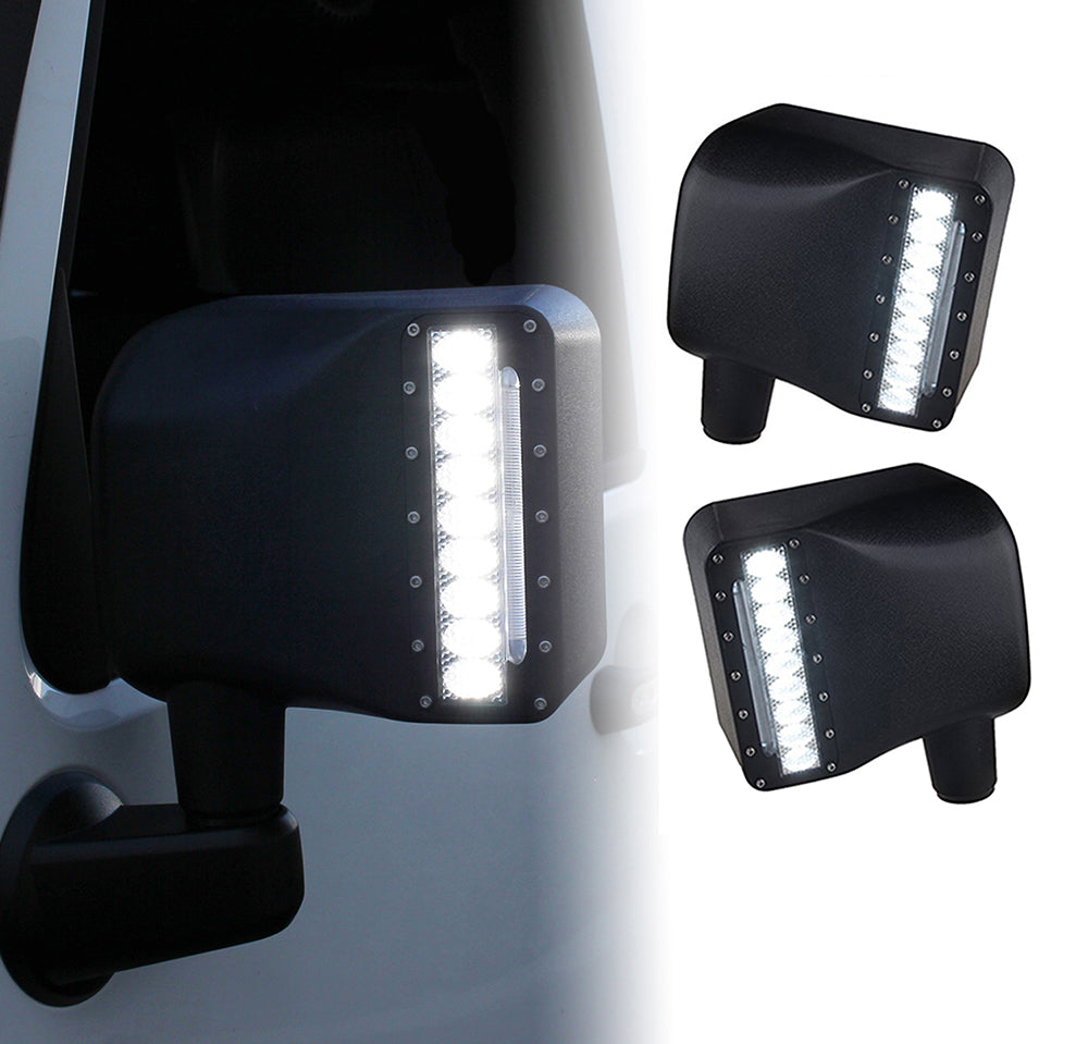 Jeep Wrangler JK Side Mirror Housing with LED Spotlight