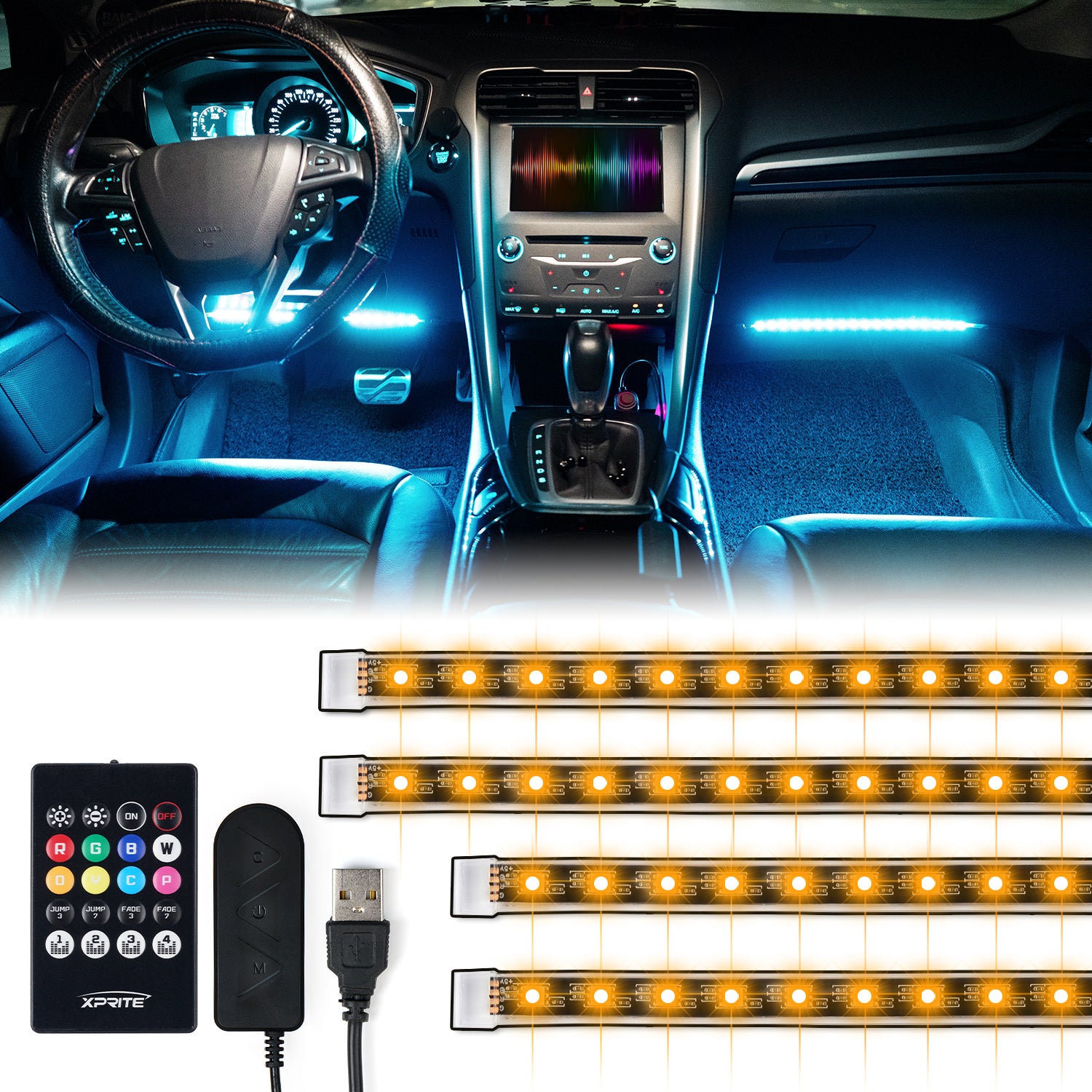 RGB LED Interior Car Light Powered by USB