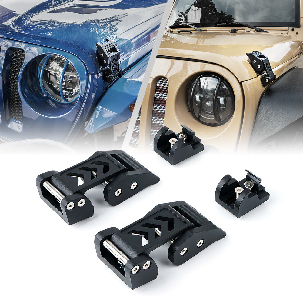Black Aluminum Hood Latch Kit for Jeep Wrangler JK/JL | Xprite USA