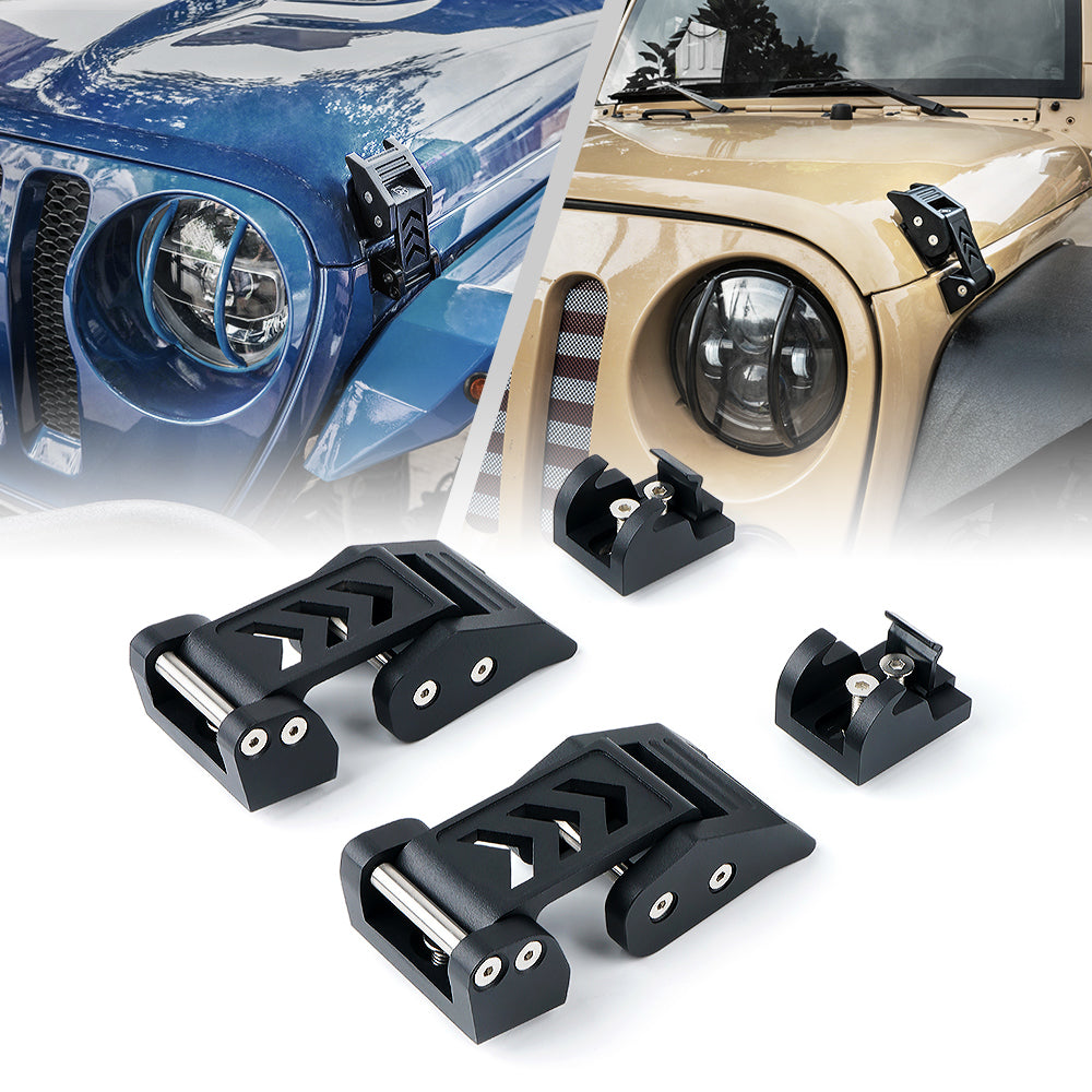 Jeep CJ Wrangler Hood Latch & Catch Bracket Set - Black, Left Or Right Side (1945-1995)