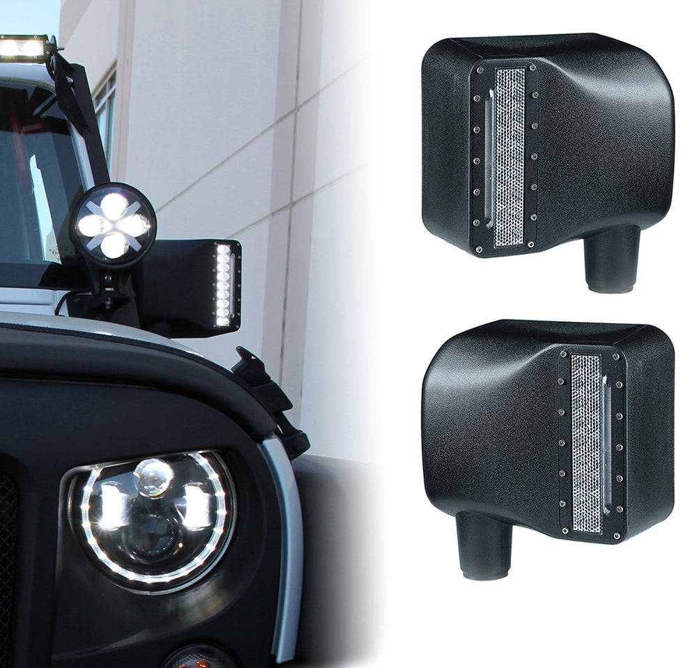 Jeep Wrangler JK Side Mirror Housing with LED Spotlight