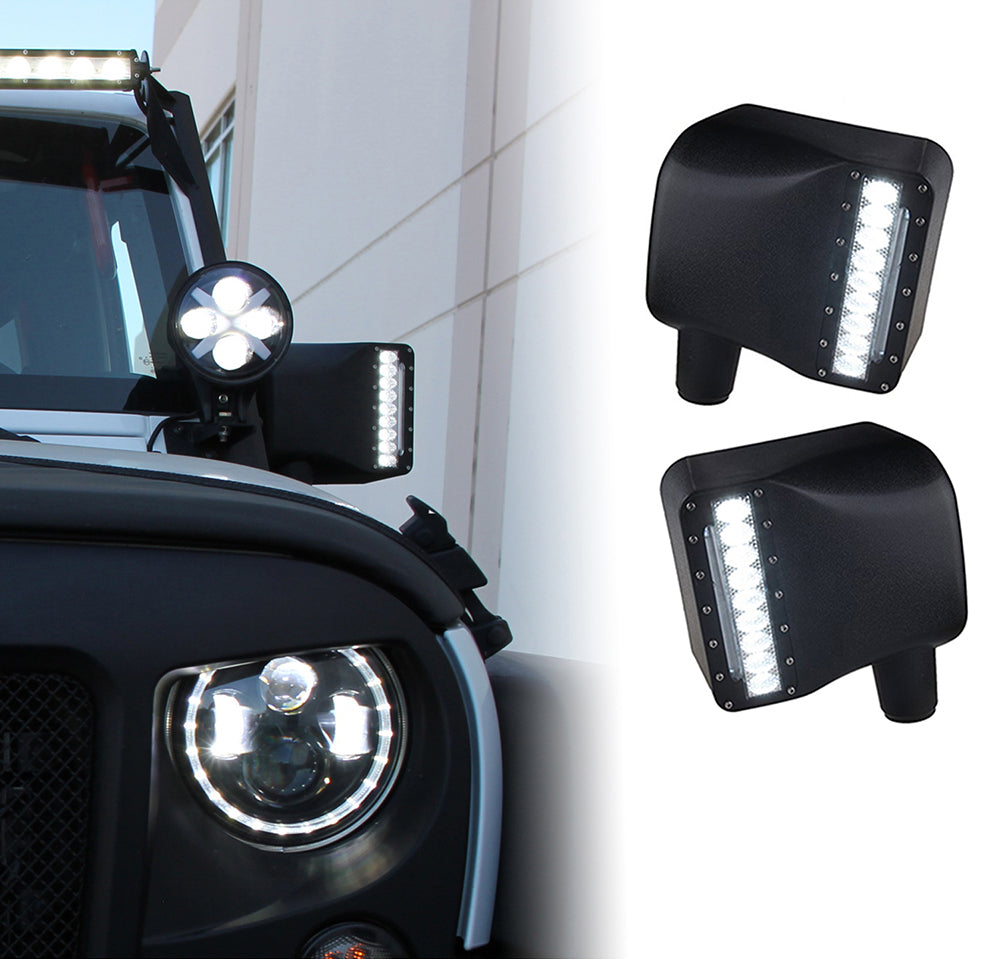 Jeep Wrangler JK Side Mirror Housing with LED Spotlight