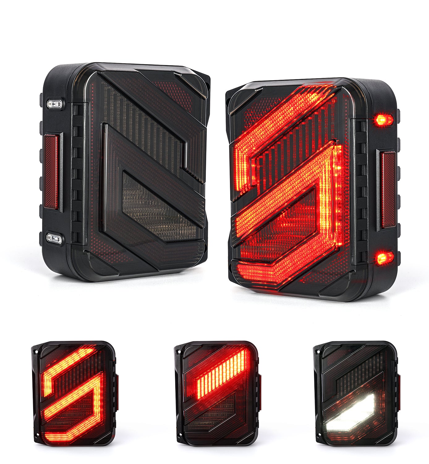 Jeep Wrangler tail light with running lights/brake lights/turn signal lights/reserve lights.