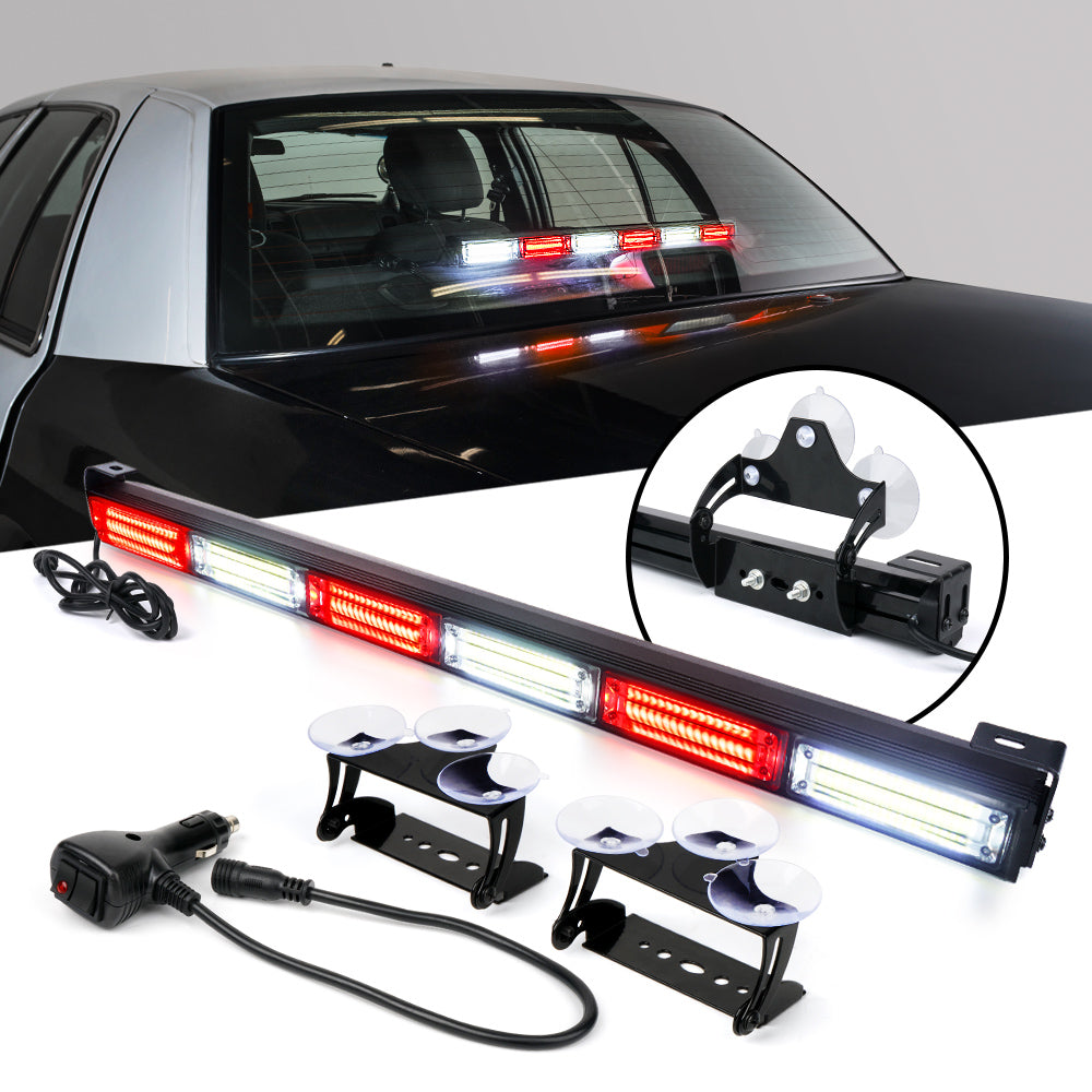 Xprite 27" G2 Vigilante Series 30W Traffic Advisor COB LED Strobe Light Bar with Suction Cup Brackets