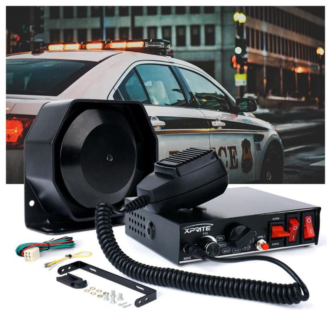 200W Police Siren PA System with Handheld Microphone and Light Control | G4