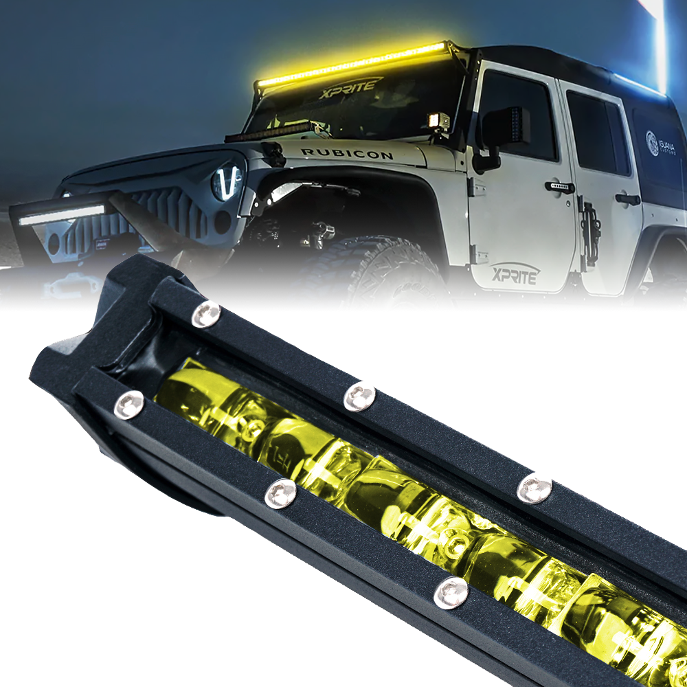 Yellow Flood Beam LED Light Bar | Ultra Thin Astro Series