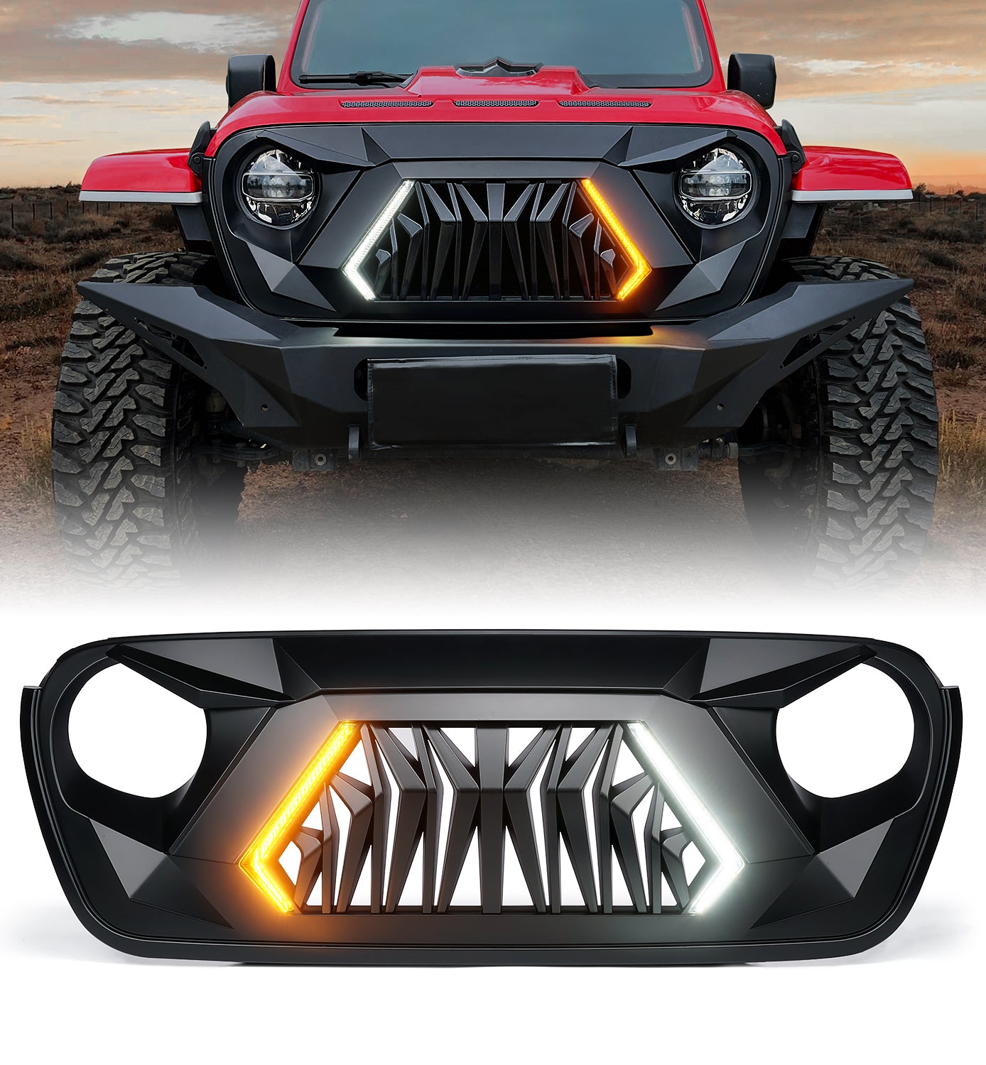 Jeep Front Grille with Turn Signal for 2018+ Jeep Wrangler JL