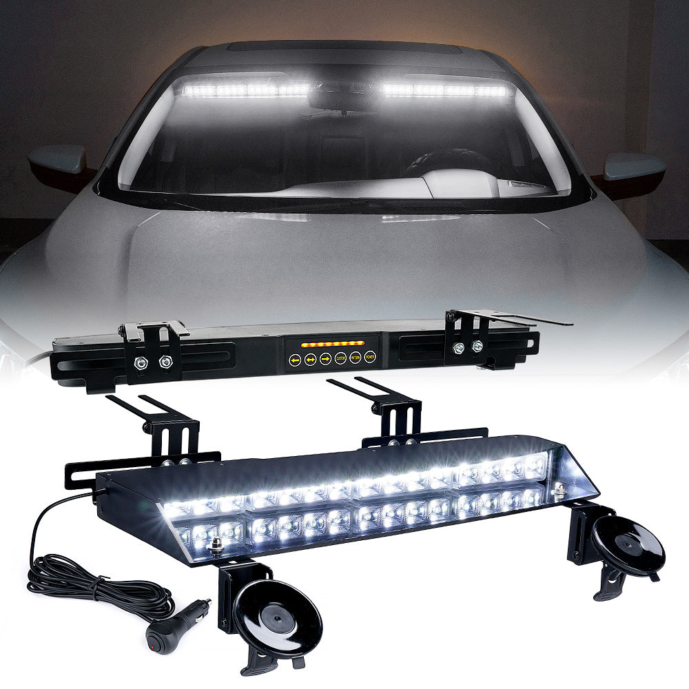 Xprite Amber LED Visor Strobe Light Bar – Windshield/Deck/Dash Emergency Light, 26 Flash Patterns