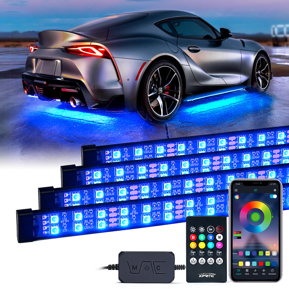 Dual Row RGB LED Underbody Glow Kit with Remote Control and Bluetooth | Rivalry Series