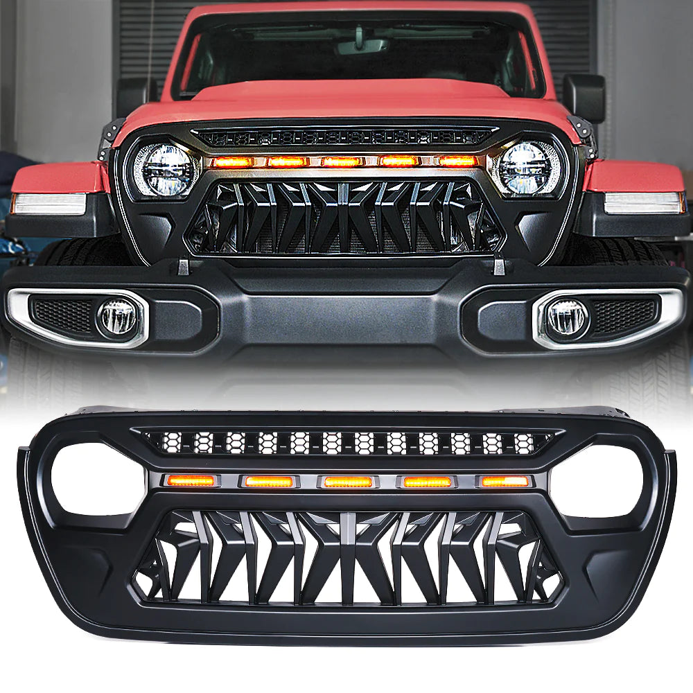 Grille with Amber LED Lights for Jeep JT/JL