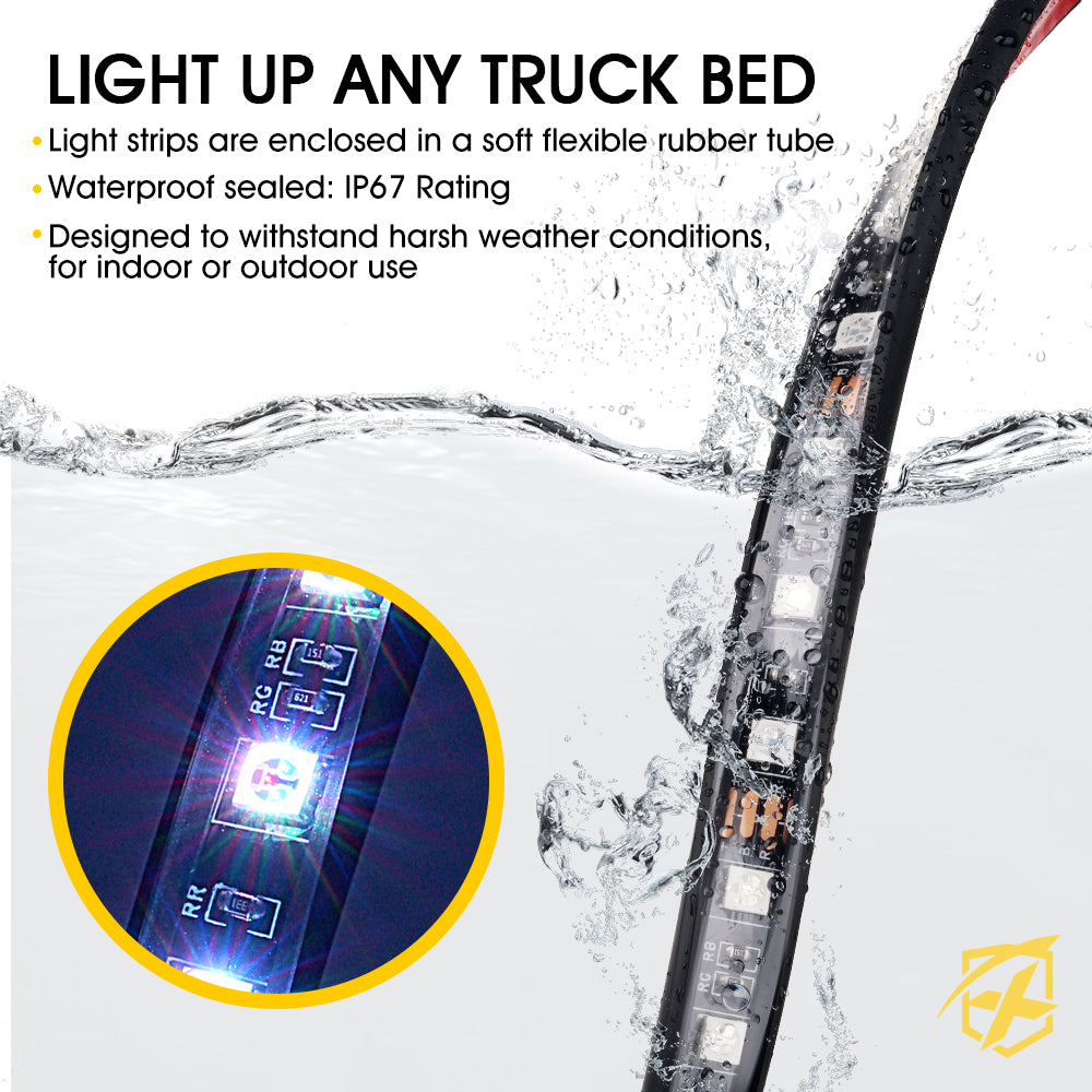 RGB LED Truck Bed Light Strips with Bluetooth and Remote Control | Spire 3 Series