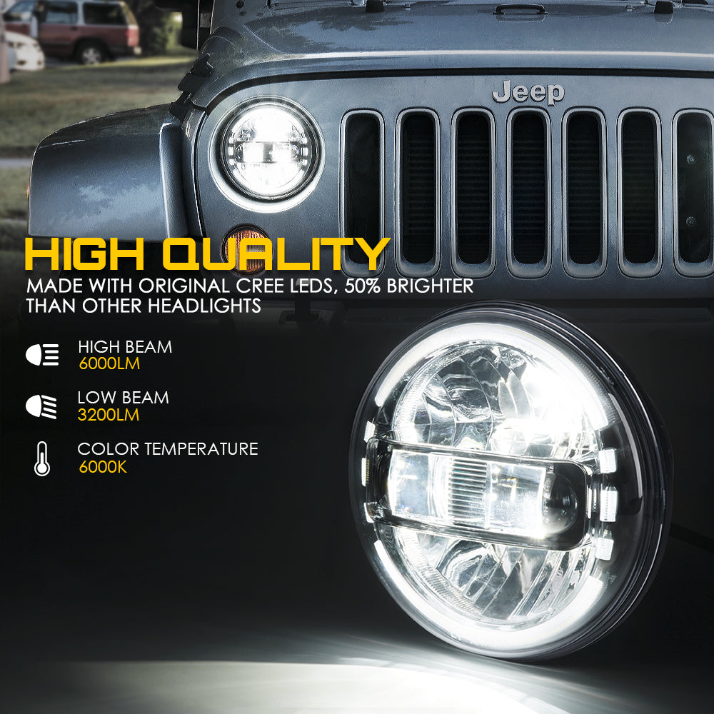 LED Headlights With Halo DRL Quality