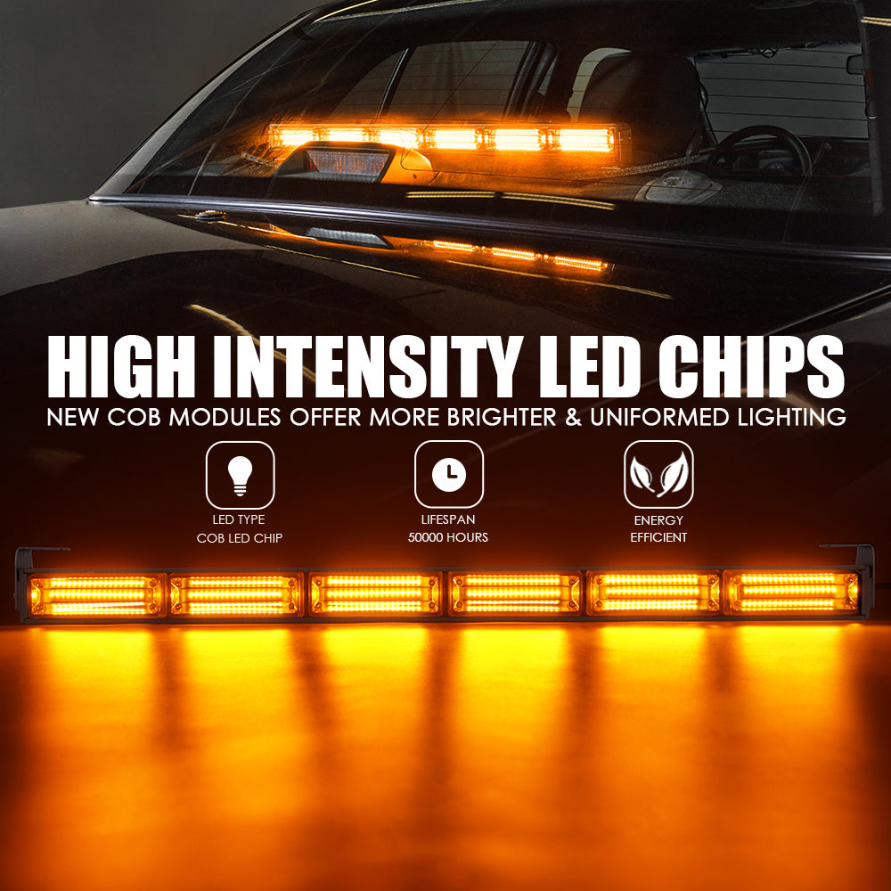 Xprite 27" G2 Vigilante Series 30W Traffic Advisor COB LED Strobe Light Bar with Suction Cup Brackets