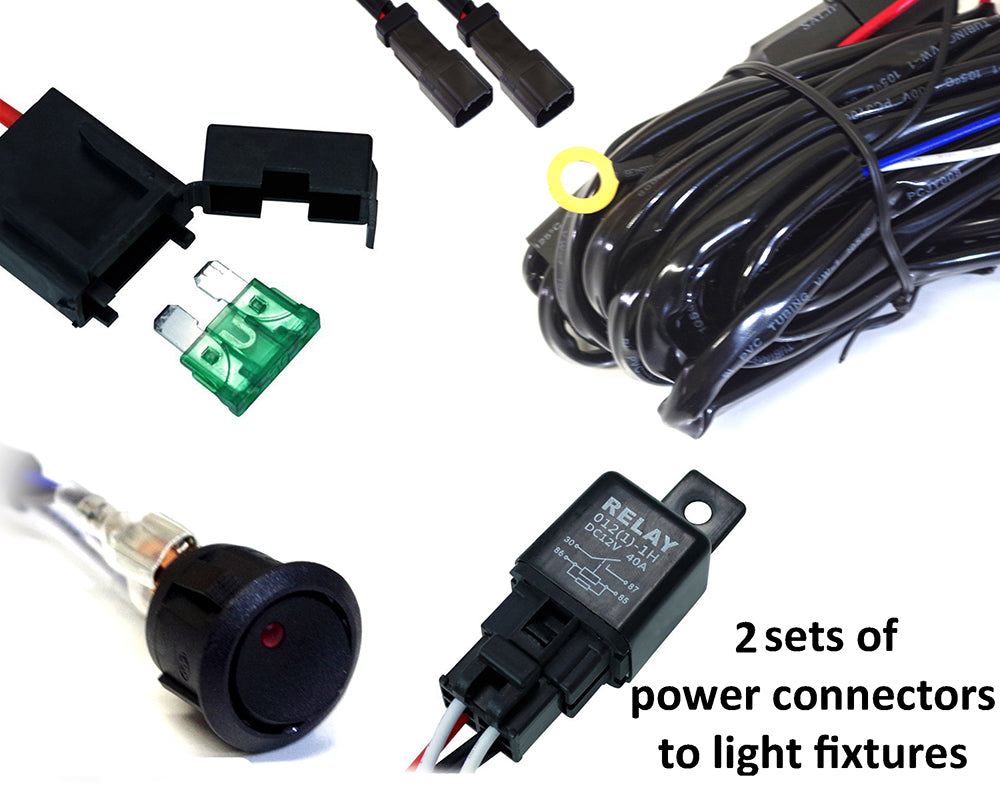 Xprite LED Light Wiring Harness with 40 Amp Relay and ON/OFF Switch
