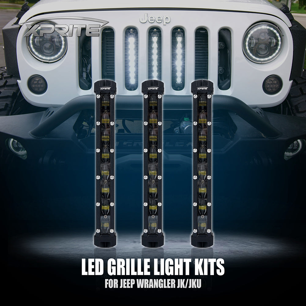 Xprite 8" Single Row CREE LED Grille Light Kit for 2007-2018 Jeep Wrangler JK