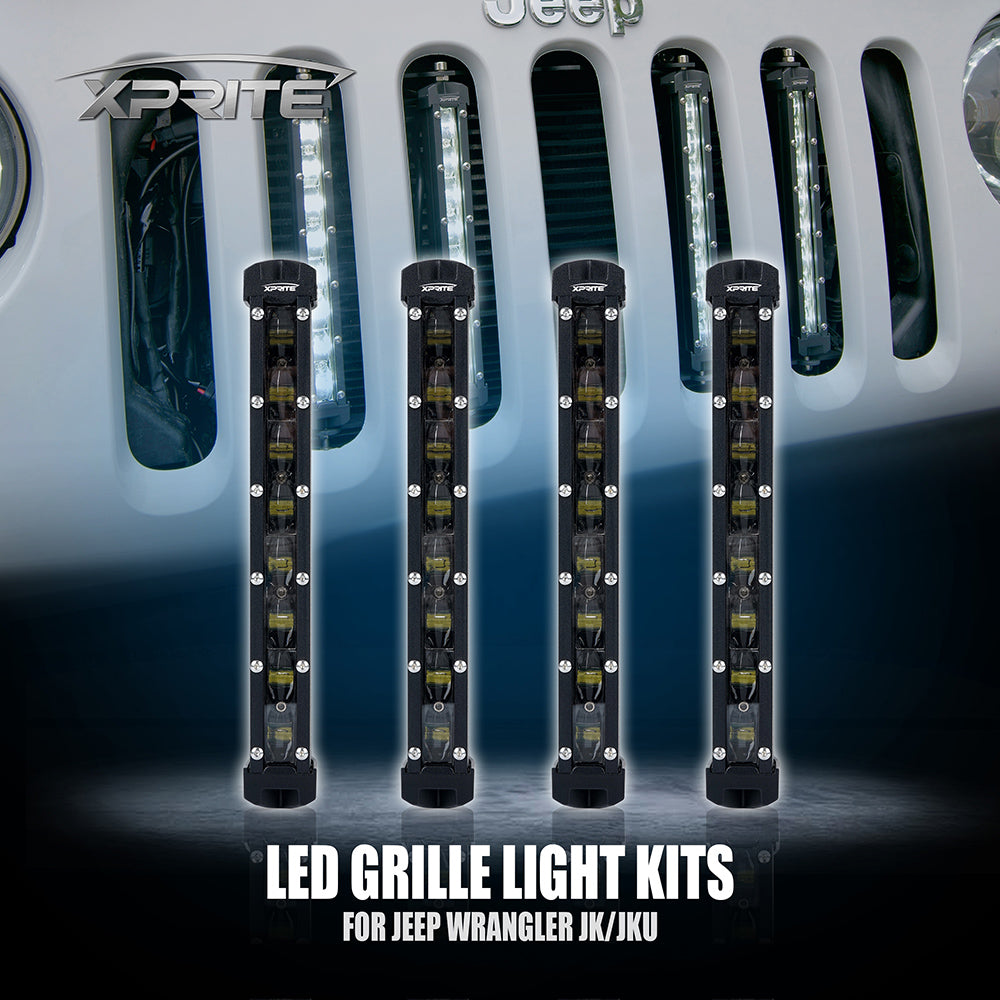 Xprite 8" Single Row CREE LED Grille Light Kit for 2007-2018 Jeep Wrangler JK