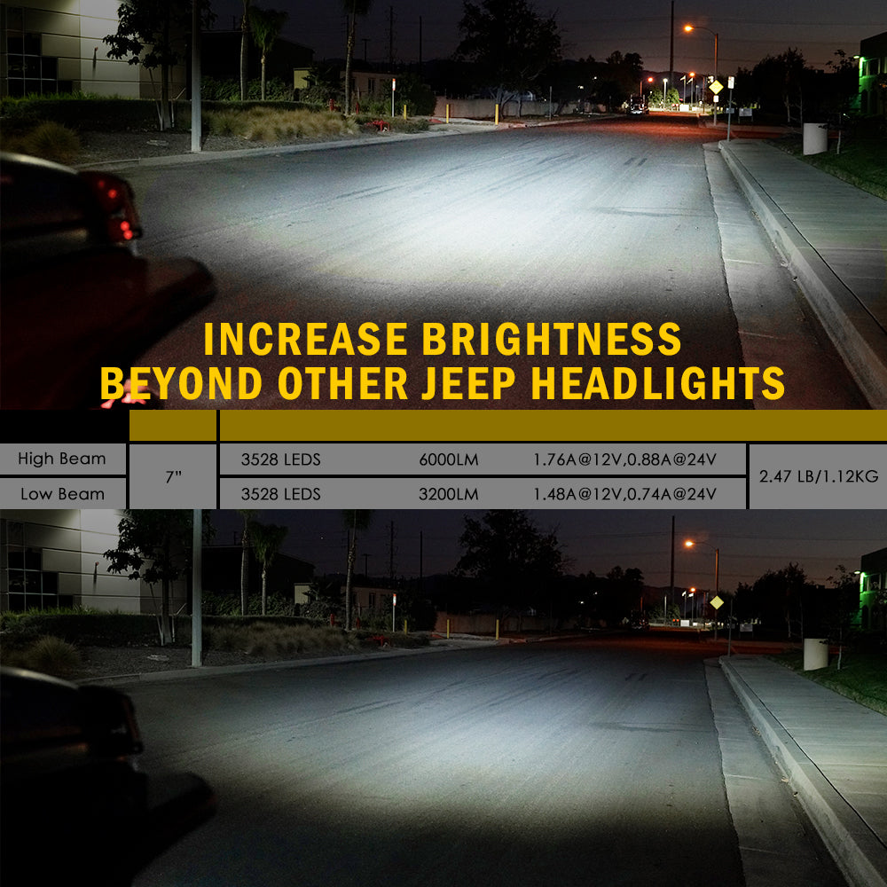 7" LED RGB Halo Headlights for 2007-2018 Jeep Wrangler